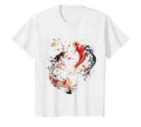 Cherry Blossom Koi Carpe Fish Japanese Sakura Art Graphique T-Shirt, Enfant, Blanc, 6 Ans