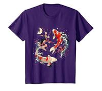 Cherry Blossom Koi Carpe Fish Japanese Sakura Art Graphique T-Shirt, Enfant, Violet, 12 Ans