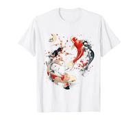 Cherry Blossom Koi Carpe Fish Japanese Sakura Art Graphique T-Shirt, Homme, Blanc, XXL