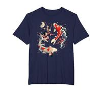 Cherry Blossom Koi Carpe Fish Japanese Sakura Art Graphique T-Shirt, Homme Grandes Tailles, Bleu Marine, 2X Tall