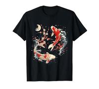 Cherry Blossom Koi Carpe Fish Japanese Sakura Art Graphique T-Shirt, Homme, Noir, 3XL