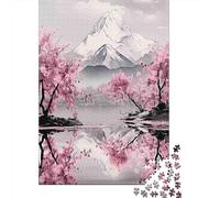 Cherry Blossom Montagne Set Puzzle 1000 Pièces Famille, Carton Solide Recy coration Intérieure, Art Mural, Loisirs Indoor, Défi Mental 70x50cm/1000pcs