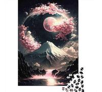 Cherry Blossom Mountain Recycled Board Puzzle Mountain with Cherry Blossoms for Adults and Kids Age 12 Years Great Gift 70x50cm 1000pcs