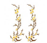 Cherry Blossom Patches, 2 Pack Embroidered Iron-On Floral Appliques (2pcs O)