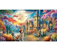 Cherry-Blossom-Pavilion-Under-Dreamy-Starry-Sky Puzzle pour Adultes et Enfants 1000 pièces Jeu Stimulant Cadeau Amusant & Activité Maison pour détente et décoration Murale 70x50/1000 pièces