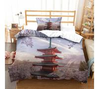 Cherry Blossom Printed Bedding Set Anime Girls Quilt Cover With Zipper Closure 3 Pieces Soft Comforter Cover For Girls Boy