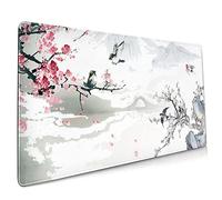 Cherry Blossom Sakura Tapis de souris de jeu 80 x 39 cm avec bords cousus et étanches, base en caoutchouc antidérapant, grand tapis de souris pour le travail, le bureau, la maison (diz)