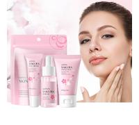 Cherry Blossom Skin care Set - Teenage Skincare Gift Set - Cleanser, Toner, Serum, Eye Treatment, Essence - Skin Essentials Travel Set, For All Skin Types (3pcs)