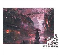 Cherry Blossom Street Colourful Samurai Cherry Path 1000 Pieces Jigsaw Puzzles Adults Fun Brainteasing Home Activity 52x38cm/1000pcs