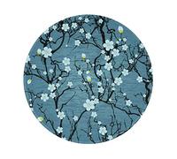 Cherry Blossom Tapis de souris rond avec base en caoutchouc antidérapant, convient pour jeux, ordinateur portable, 20 x 20 cm.