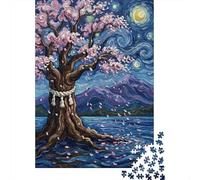 Cherry Blossom Tree by The Water Puzzle Adulte 1000 Pièces, 52x38cm/1000pcs; Pièces Blanches pour Un Tri Ordonné; À Reprendre Dès Que Le Temps Le Permet