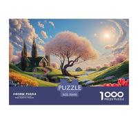 Cherry Blossom Trees 1000 Pcs Carton Extra-épais Lot de Puzzles Blossom Valley Anti-Stress Jeu Créatif Puzzles pour Adultes Et Enfants 70x50cm/1000pcs