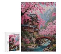 Cherry Blossom Valley Landscape Puzzle 300 Pièces Educa Jouet en Bois Cadeau Unique Décoration Intérieure Jeu Éducatif Challenge Toy Adultes Et Enfants À Partir De 14 Ans 300 PCS