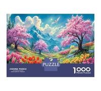 Cherry Blossom Valley Stream (en Anglais Seulement) Puzzle De 1000 Pièces - Assemblage Parfait & Détente Serene Printemps Paysage - Adultes Et Enfants 38x26cm/1000pcs Cadeau d'anniversaire
