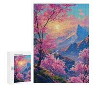 Cherry Blossom Valley Sunset Puzzle 1000 Pièces Educa Jouet en Bois Cadeau Unique Décoration Intérieure Jeu Éducatif Challenge Toy Adultes Et Enfants À Partir De 14 Ans 300 PCS