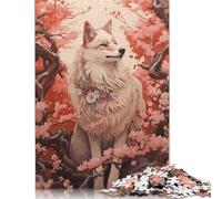 Cherry Blossom Wolf Puzzle 1000 Pièces Cadeau Unique Jeu Éducatif Challenge Toy À De Qualité Supérieure Peinture Art pour Adultes Enfants 1000pcs (38x26cm)