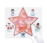 Cherry Blossoms Clouds Pink Pattern Christmas Snowman Family Star Mouse Pad