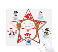 Cherry Blossoms Lucky Fortune Cat Japan Christmas Snowman Family Star Mouse Pad