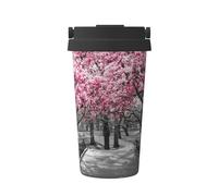 Cherry Blossoms Park Couvercle de tasse ouvert à un seul bouton Protection de l'environnement et de la santé en acier inoxydable Portable Conservation de la chaleur et du froid, utilisée pour voyager