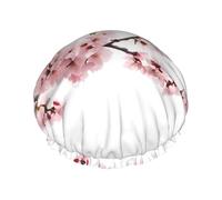 Cherry Blossoms Tree Bonnet de douche imperméable extra large avec double couche de protection pour cheveux longs/bouclés - Réutilisable et facile à transporter.