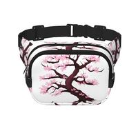 Cherry Blossoms Tree Sac à bandoulière de voyage, sac banane tendance et décontracté, sac banane carré double couche, noir, taille unique, Noir/blanc, One Size
