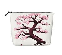 Cherry Blossoms Tree Trousse de maquillage polyvalente en faux chanvre - Organiseur de toilette de voyage, parfait pour un usage quotidien, les voyages d'affaires et plus encore., Noir , Taille unique