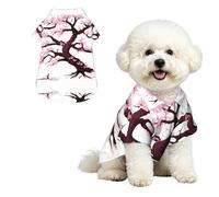 Cherry Blossoms Tree XL Chemise hawaïenne pour petits chiens - Tenue d'été mignonne pour la plage - Vêtement doux et respirant avec boutons