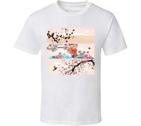 Cherry Blossoms Vintage Tee Graphical Art T-Shirt Whiteize Shirt Manches Courtes(Large)