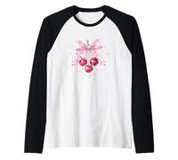 Cherry Bow Coquette Womens Princess Birthday Manche Raglan