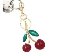 Cherry Car Keychain For Women - Purse Bag Plated Cherry Charm, Cherry Bag Charm, Cherry Key Ring, Glitter Cherry Purses Clip for Backpacks, Wallets, Bag, Key