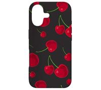 Cherry Cherries Pattern on Black Background Cute for Girls Coque pour iPhone 17