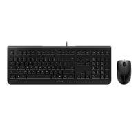 CHERRY DC 2000, ensemble clavier et souris filaire, Disposition EU (QWERTY), Plug & Play via 1 port USB, Design plat, Souris symétrique, Noir