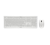 CHERRY DW 3000, ensemble clavier et souris sans fil, Disposition allemande (QWERTZ), Connexion radio 2,4 GHz, Design plat, Touches silencieuses, Souris symétrique, Blanc grisé