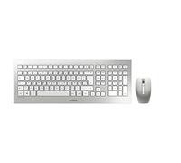 CHERRY DW 8000, ensemble clavier et souris sans fil, configuration allemande, clavier QWERTZ, clavier ultra plat à piles, souris à 3 boutons avec capteur infrarouge, blanc-argent (HDMI)