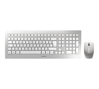 CHERRY DW 8000 Ensemble Clavier et Souris sans Fil, Disposition française (AZERTY) alimenté par Batterie, Clavier Ultra-Plat, Souris à 3 Boutons avec capteur Infrarouge, Blanc argenté