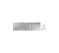 CHERRY DW 9000 SLIM, ensemble clavier et souris sans fil, Disposition EU, clavier QWERTY, piles rechargeables, Mécanisme à ciseaux SX, frappe silencieuse, Blanc argenté