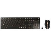 CHERRY DW 9000 SLIM, ensemble clavier et souris sans fil, Disposition EU (QWERTY), Bluetooth & Radio 2,4 GHz, Touches Silencieuses, Rechargeable, Noir Bronze
