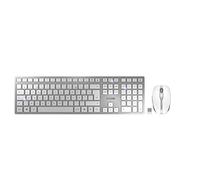 CHERRY DW 9000 SLIM, Ensemble Clavier et Souris Sans Fil, Disposition Française (AZERTY), Bluetooth & Radio 2,4 GHz, Touches Silencieuses, Rechargeable, Blanc Argenté