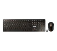 CHERRY DW 9100 Slim, Ensemble Clavier et Souris sans Fil, Disposition UK (QWERTY), Bluetooth et Radio 2,4 GHz, Touches silencieuses, Rechargeable, Noir Bronze