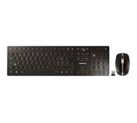 CHERRY DW 9100 SLIM, ensemble clavier et souris sans fil, layout suisse (QWERZ), connexion Bluetooth et radio, touches silencieuses, rechargeable, noir-bronze
