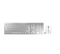 Cherry DW 9100 Slim, Ensemble Clavier et Souris sans Fil, Disposition Allemande, Clavier QWERTZ, Batteries Rechargeables, mécanisme de Ciseaux SX, Frappe Ultra-silencieuse, Blanc-argenté