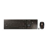 CHERRY DW 9100 SLIM, ensemble clavier et souris sans fil, Disposition espagnole (QWERTY), Bluetooth et radio 2,4 GHz, Touches silencieuses, Rechargeable, Noir bronze