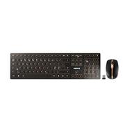 CHERRY DW 9100 Slim, Ensemble Clavier et Souris sans Fil, Disposition pan-Nordique (QWERTY), Bluetooth et Radio 2,4 GHz, Touches silencieuses, Rechargeable, Noir Bronze