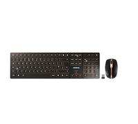 CHERRY DW 9100 SLIM, ensemble clavier et souris sans fil, Disposition UK (QWERTY), Bluetooth et radio 2,4 GHz, Touches silencieuses, Rechargeable, Noir bronze