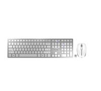 CHERRY DW 9100 SLIM, ensemble clavier et souris sans fil, Disposition US (QWERTY), Bluetooth et radio 2,4 GHz, Touches silencieuses, Design plat, Rechargeable, Blanc argenté