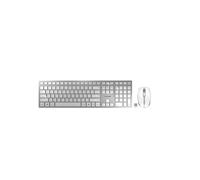 CHERRY DW 9100 SLIM, ensemble clavier et souris sans fil, layout US International (QWERTY), connexion Bluetooth et radio, rechargeable, blanc-argent
