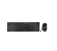 CHERRY DW 9500 Slim, Ensemble Clavier et Souris sans Fil, Disposition Suisse (QWERTZ), Bluetooth ou Radio 2,4 GHz, Souris Ergonomique pour Droitiers, Gris Anthracite