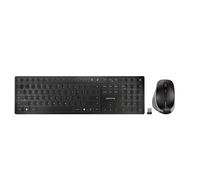 Cherry DW 9500 SLIM - Sans fil - Sans fil RF + Bluetooth - Interrupteur à ciseaux - QWERTZ - Noir - Gris - Souris incluse