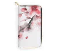 Cherry Florals Portefeuille fin en cuir synthétique à deux volets pour cartes de crédit, poche pour pièces d'identité, porte-monnaie avec fermeture éclair, pour homme et femme, Style :, 19.7x10.5cm