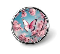 Cherry Flowers and Butterflies Funny Round Lapel Pins Metal Button Brooch Badge Tie Hats Clothes Decoration for Men Women